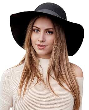 ASSQI Women's Wool Felt Floppy Hat Fedora Wide Brim Cloche